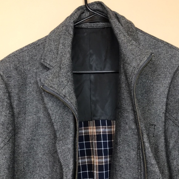 Flynt Men’s Rizzo 42R Wool Blend Gray Multi-Pocket Zip-Up 3-Button Blazer Jacket - Picture 7 of 14